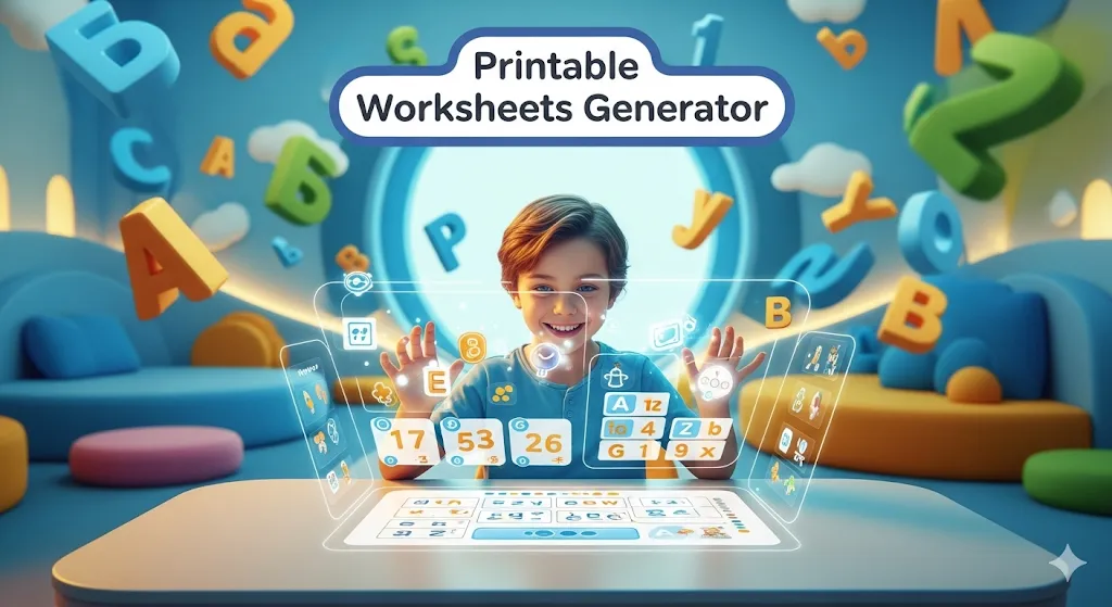 Printable Worksheets Generator for Kids (K-8) – Free PDF Tool