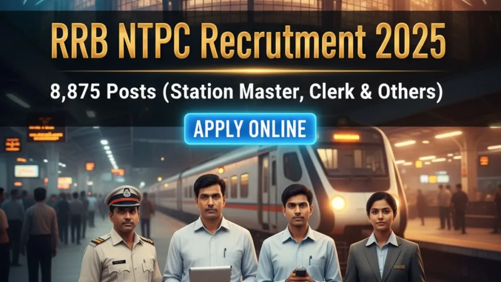 RRB NTPC Recruitment 2025 — 8,875 Posts (Station Master, Clerk & Others) — Apply Online