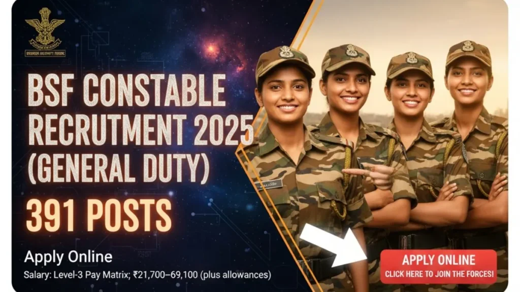 BSF Constable Recruitment 2025(General Duty) — 391 Posts — Apply Online